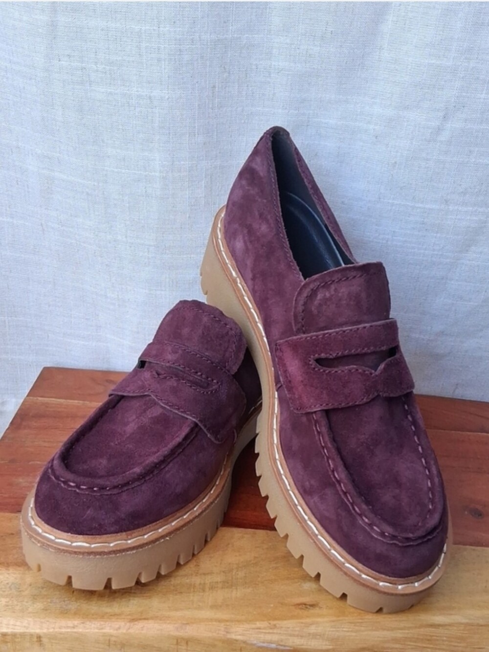 Marc Fisher Burgundy Suede Platform Moccasins 8.5